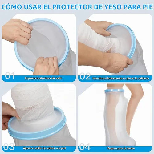 Vista 5 de Funda impermeable para piernas, reutilizable, impermeable, parte inferior antideslizante, vendaje de ducha 100% impermeable y cubierta de yeso