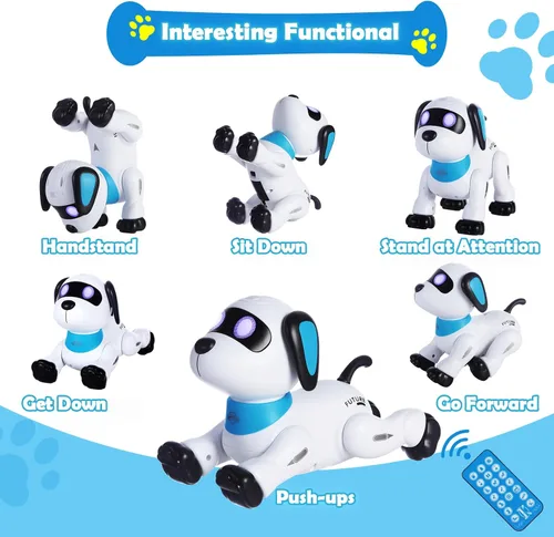 Vista 2 de yiman Perro Robot de Juguete con Control Remoto – Perro Robot Inteligente Programable para Niños de 3+, Juguete de Mascota Electrónico con Baile