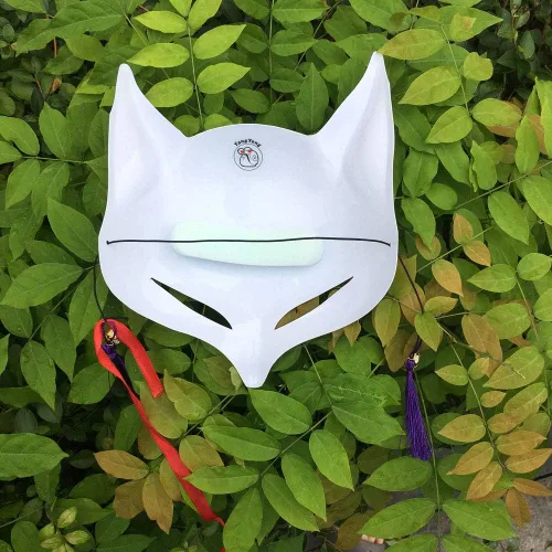 Vista 5 de Kitsune - Máscara de dragón de zorro para Navidad, baile de máscaras, cosplay japonés Kabuki