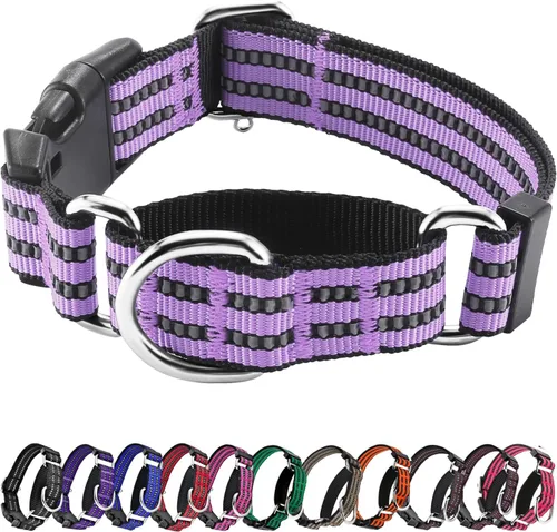 Vista 21 de Hikiko Martingale - Collar reflectante de nailon para perro con hebilla de liberación rápida, ajustable, collar de entrenamiento antideslizante