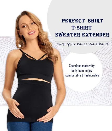 Vista 3 de Combinación de camisas de maternidad y extensores de cintura de pantalones, banda de vientre de maternidad sin costuras