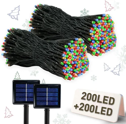 Vista 12 de Luces de Cadena Solares Luces de Navidad Solares 200 LED 72 Pies 8 Modos Luces de Cadena para Exteriores Impermeables para Jardín Fiesta Patio Hogar