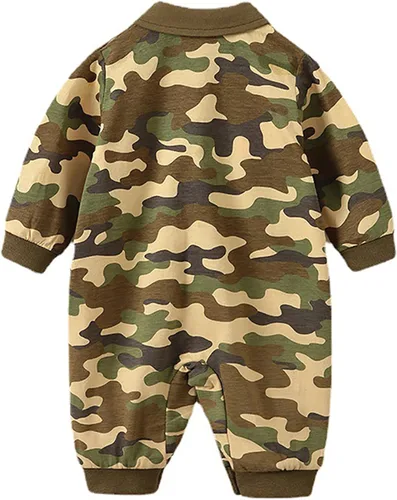 Vista 2 de Newborn Baby Jumpsuit Long Sleeve Army Green Marines Romper Baby Clothes 1-24 Months