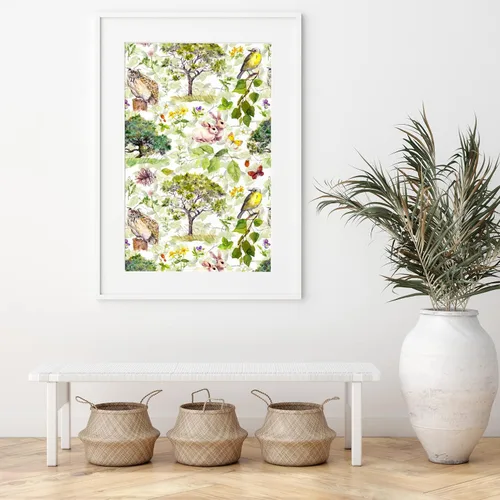 Vista 6 de Blooming Wall Papel tapiz autoadhesivo removible con diseño de animales en bosque verde
