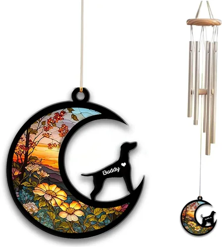 Vista 8 de Carillón de viento con atrapa el sol afghan Hound, campanilla de viento conmemorativa de girasol personalizada para perro, regalo de pérdida