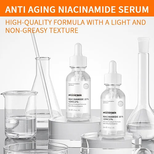 Vista 3 de Suero de niacinamida 10% + 1% de zinc, suero de niacinamida antienvejecimiento para cara, 1 suero facial hidratante para todo tipo de piel, cuidado