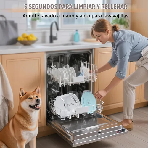 Vista 6 de Decflow Tazón de agua para perros de 1.2 galones, sin derrames, 4.5L de gran capacidad, cuencos para perros a prueba de derrames con disco flotante