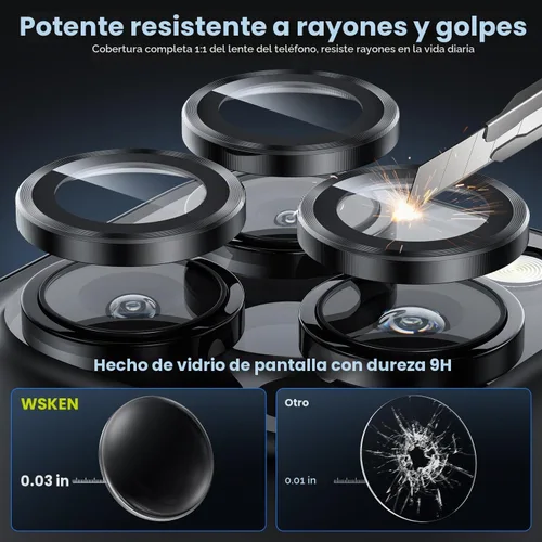 Vista 3 de WSKEN Protector de lente de cámara para iPhone 16 Pro/iPhone 16 Pro Max - [Modelo de disparo original] Protector de pantalla de cámara de vidrio