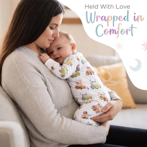 Vista 10 de CubbieMoon Bamboo Viscose Baby Pajamas 2 Way Zip for Diaper Change 0 to 24 Month Soft Stretchy Sleeper 2 Pack