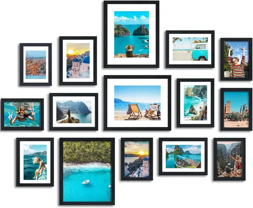 Vista 13 de Fixwal Portarretratos negros, paquete de 10 marcos de fotos de collage para galería de pared, juego de marcos de pared para colgar o para mesa
