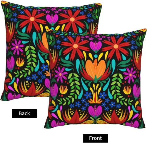 Vista 3 de Paquete de 2 fundas de almohada mexicanas de 18 x 18 pulgadas para almohadas de sofá, decoración del Día de los Muertos Día de los Muertos Cinco