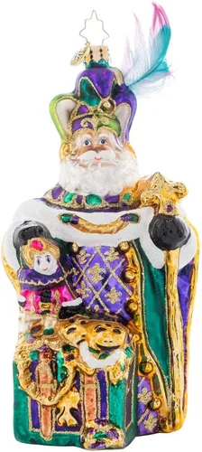 Vista 8 de Christopher Radko Adorno decorativo de Navidad de vidrio europeo hecho a mano, Cali Claus