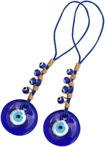 Vista 5 de 2 piezas de decoración de mal de ojo azul colgante turco de cuentas de Nazar colgante decorativo de ojo turco de la suerte llavero Feng Shui
