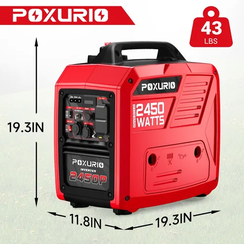 Vista 2 de Generador inversor de combustible dual de 2450 vatios para uso doméstico, tanque de combustible grande de 1.6 galones hasta 8.3 horas de uso