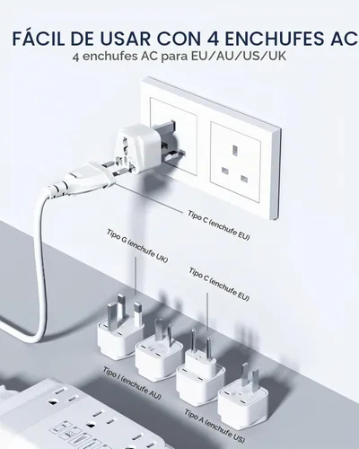 Vista 5 de DOACE Convertidor de voltaje de EE. UU. a Europa para alisador de cabello Blanco