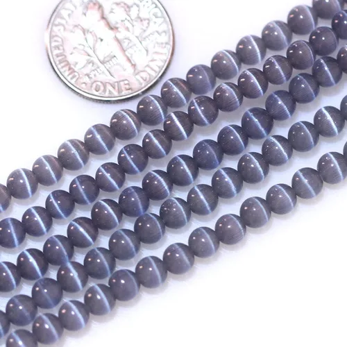 Vista 19 de GEM-Inside - Cuentas sueltas de ojo de gato de 0.236 pulgadas (0.236 in), redondas, de cristal azul ácido, cuentas de energía para fabricación