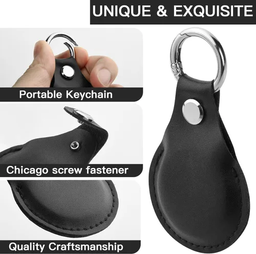 Vista 4 de Funda para Chipolo POP Tracker Tag, funda protectora de piel sintética de microfibra con llavero compatible con Chipolo ONE/ONE Spot/One Point