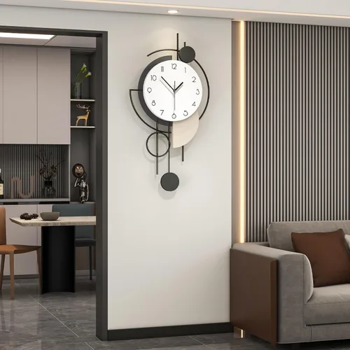 Vista 3 de Reloj de pared grande para decoración de sala de estar de 30 pulgadas, moderno reloj de pared decorativo de madera, funciona con pilas, sin tictac