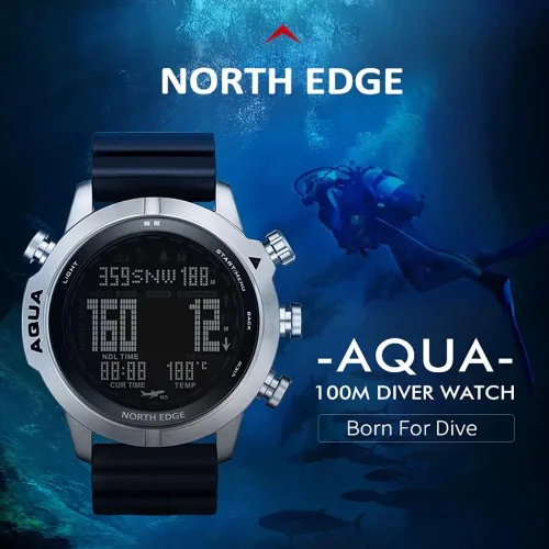 Vista 4 de NORTH EDGE Aqua - Reloj profesional para computadora de buceo para hombre buceo NDL 1640ft relojes de buceo con altímetro barómetro brújula