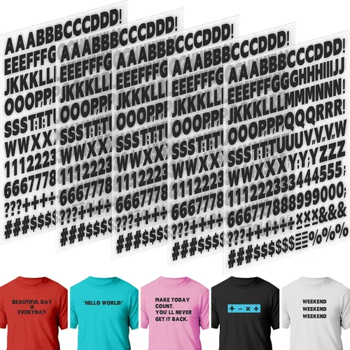 Vista 11 de 10 hojas 1660 piezas letras y números termoadhesivos para ropa, letras de vinilo termoadhesivas blancas de 1 pulgada con letras de transferencia