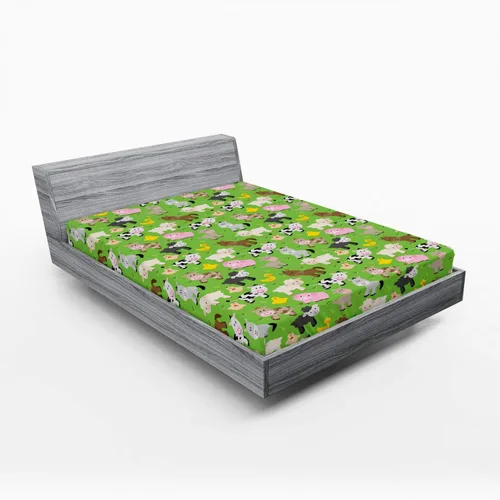 Vista 34 de Ambesonne Juego de sábanas bajeras veganas, ilustración de plátanos simétricamente alineados con patrón de frutas exóticas, funda de cama