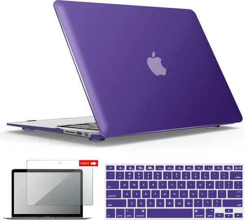 Vista 26 de iBenzer Carcasa rígida de plástico con superficie suave 3 en 1 y cubierta para teclado y protector de visualización para MacBook Air, Negro
