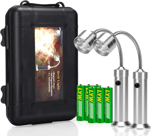 Vista 7 de KOSIN Luz de parrilla para barbacoa, base magnética, luces LED superbrillantes, cuello de cisne flexible de 360 grados, resistente a la intemperie