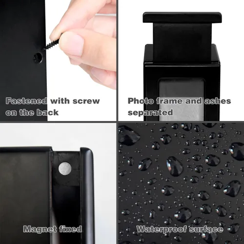 Vista 2 de PCS Urnas de mascotas para gatos, urna de foto de gato, urnas de gato para cenizas, caja de cremación para mascotas, color negro, pequeña