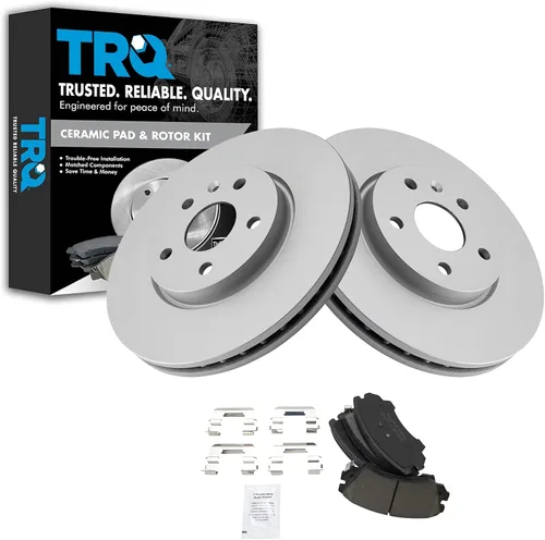 Vista 93 de TRQ Juego de pastillas de freno delantero y rotores con revestimiento de cerámica compatible con Jeep Compass Patriot 2017