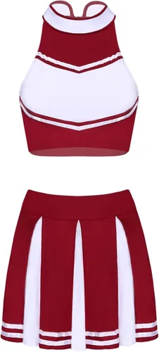 Vista 4 de iiniim Disfraz de líder de animadora para mujer, vestido elegante de animadora con minifalda plisada