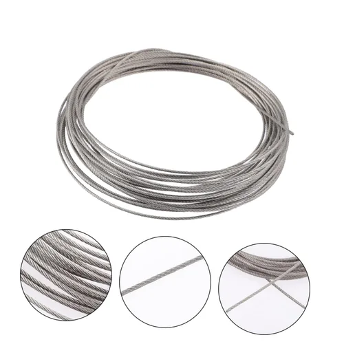 Vista 2 de Cuerda de cable de acero inoxidable de larga duración 32.8 ft barandilla cuerda de alambre tendedero lámpara escritorio valla DIY