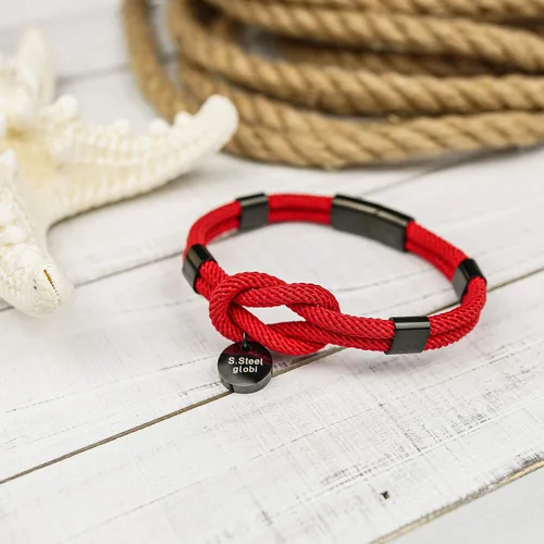 Vista 3 de globi Paracord - Pulsera de cuerda trenzada para hombres y mujeres pulsera ligera náutica unisex con cierre magnético de acero inoxidable Fibra