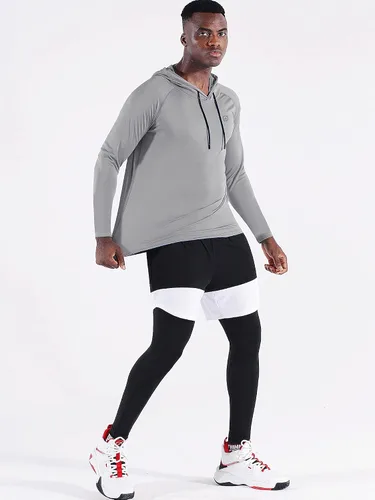 Vista 6 de Neleus - Camiseta deportiva de manga larga con capucha para hombre, ideal para correr
