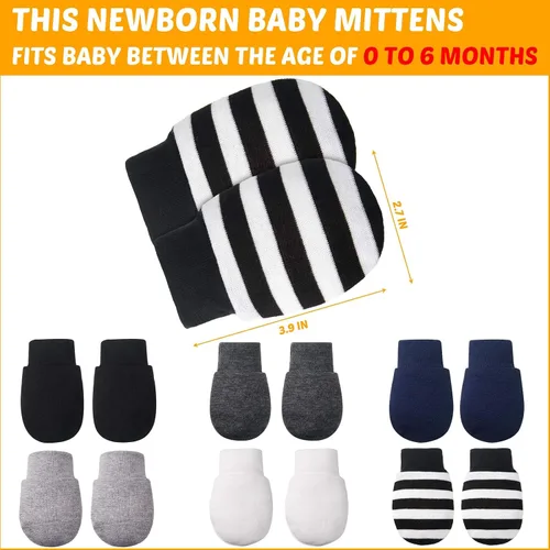 Vista 3 de 18 pares de guantes para bebés recién nacidos, guantes de algodón para bebés de 0 a 6 meses