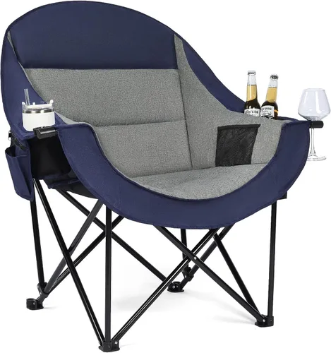 Vista 38 de Silla de camping de gran tamaño con calefacción, resistente, acolchada Negro (Allblack)