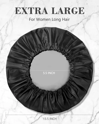 Vista 6 de Aquior Gorro de ducha reutilizable para mujeres, hombres, gorra de pelo impermeable, tamaño grande para cabello largo, trenzas, rizado o corto