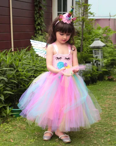 Vista 5 de MDYCW Princess Dress Up Birthday Party Fairy Costume for Toddler Girls Special Occasion Dresses Pageant Ball Gown