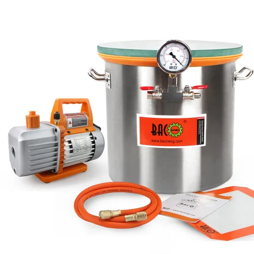 Vista 10 de BACOENG Cámara de vacío de acero inoxidable de 1.5 galones con tapa de vidrio templado perfecta para estabilizar madera, desgasificar siliconas