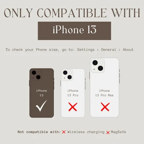 Vista 7 de Fundas Walli para iPhone 13, funda tipo cartera con soporte para tarjetas, elegante y moderna cubierta para mujeres, se ajusta al iPhone 13