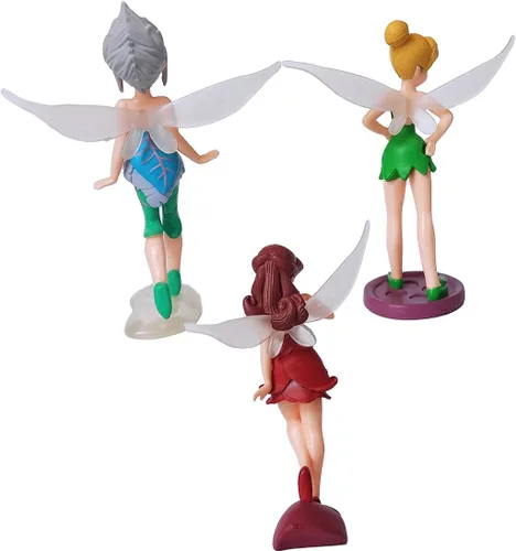 Vista 4 de Grostmend Decoraciones de Fiesta de Tinkerbell Mini Figuras de Hadas Hadas para Accesorios de Jardín de Hadas Adorno para Pastel de Tinkerbell