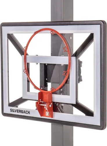 Vista 37 de Aro de baloncesto juvenil Silverback Junior de 33" con tecnología de montaje Lock 'n Rock. Se monta en postes redondos y verticales, color negro