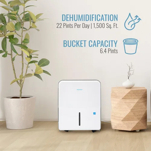 Vista 6 de Keystone Energy Star - Deshumidificador portátil de 22 pintas para habitaciones grandes de hasta 1,500 pies cuadrados con apagado automático