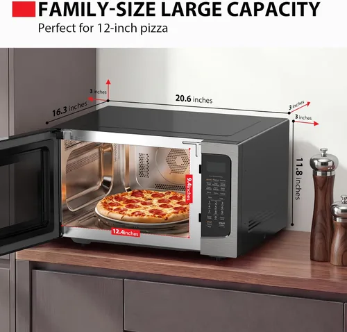 Vista 7 de Toshiba Horno de microondas freidora de aire combo 4 en 1 para encimera, sensor inteligente, convección, función silenciosa, memoria de posición