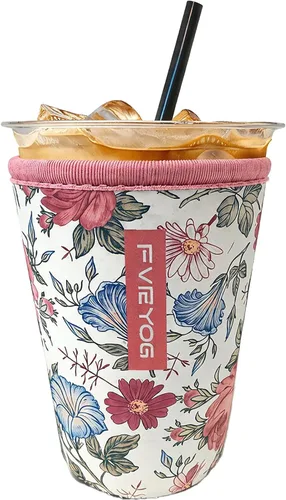 Vista 116 de Fundas de neopreno reutilizables aisladas para café helado, fundas para tazas de café helado, fundas para bebidas heladas y calientes