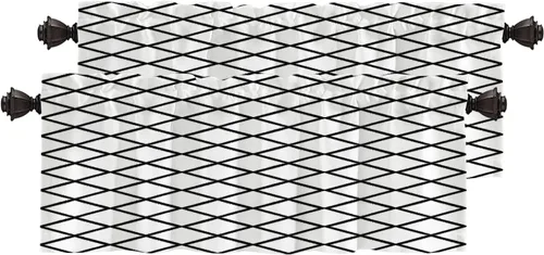 Vista 123 de Cortinas opacas de poliéster multicapa para cafetería, con diseño de diamantes, 2 unidades, 26 x 24 pulgadas