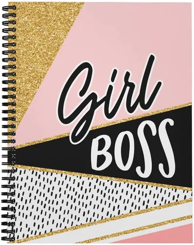 Vista 6 de Softcover Girl With A Dream - Cuaderno motivacional en espiral de 8.5 x 11 pulgadas, 120 páginas con rayas anchas, cubierta laminada brillante