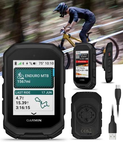 Vista 2 de Garmin Edge MTB - Computadora de bicicleta GPS resistente con métricas de bicicleta de montaña, mapas de sendero y topo, GPS multibanda, navegación