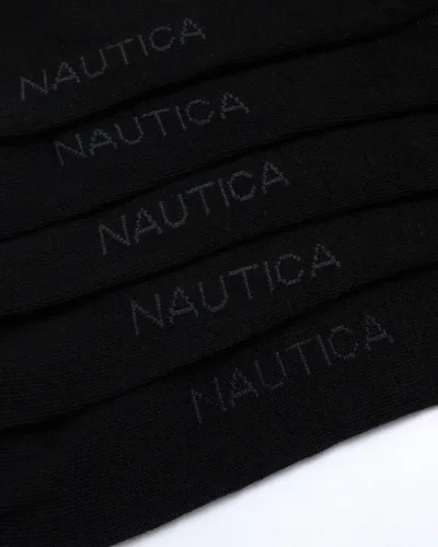 Vista 4 de Nautica Calcetines de vestir para hombre, paquete de 5 calcetines elásticos y cómodos con puños que se mantienen en marcha y costuras reforzadas