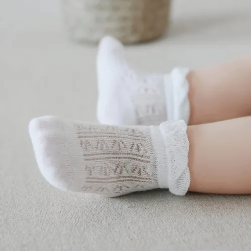 Vista 5 de VWU Calcetines de algodón para bebé, de malla transpirable, para el verano, para bebés y niñas de 0 a 5T