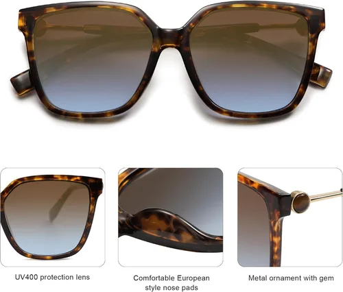 Vista 4 de SOJOS Gafas de sol cuadradas de moda para mujer, lentes de protección UV para mujer, gafas de sol SJ2196